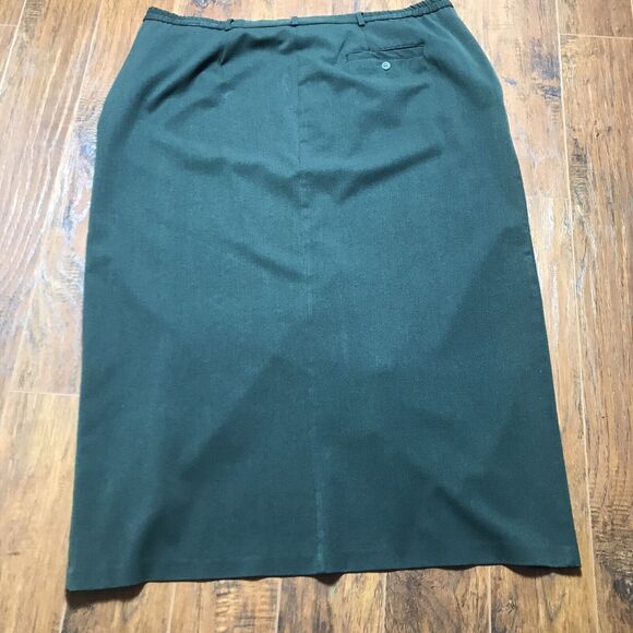 Vintage Maggie McNaughton Woman's Midi Green Skirt Side Pockets Long Slit 18W - Picture 2 of 16